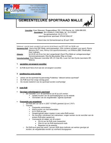 GEMEENTELIJKE SPORTRAAD MALLE - Gemeente Malle