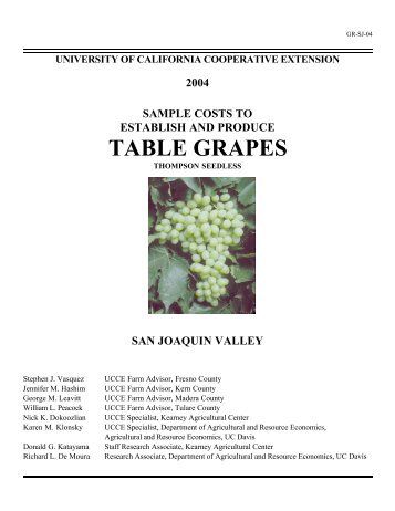 TABLE GRAPES - Cost & Return Studies