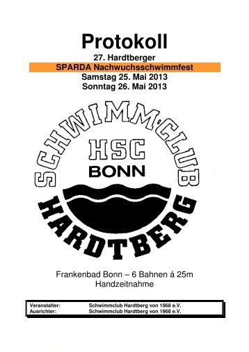 Protokoll 27. Hardtberger Nachwuchsschwimmfest - SC-Hardtberg.de
