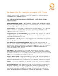 en savoir plus sur les avantages sociaux de CARE Canada