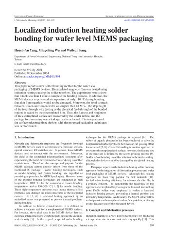 Localized induction heating solder bonding for wafer level MEMS ...