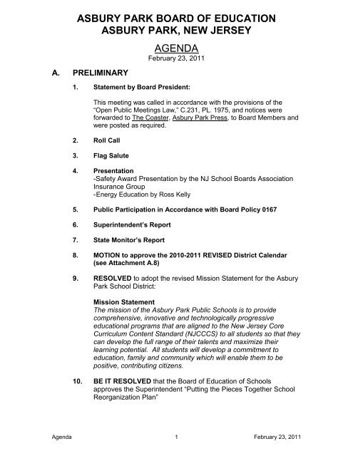 February 23, 2011 - Asbury Park School District