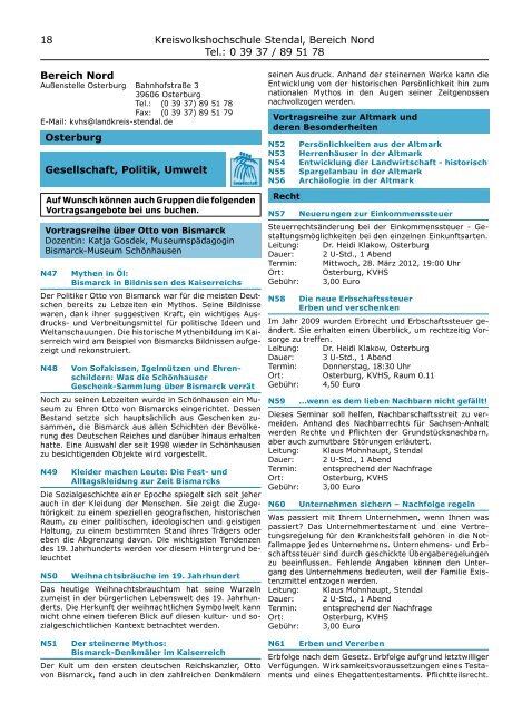 Jahresprogramm 2012 - Kreisvolkshochschule  Stendal - Landkreis ...