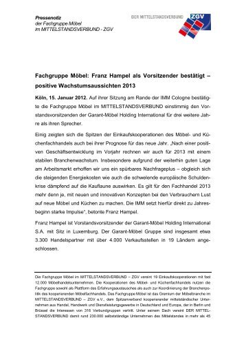 Fachgruppe MÃ¶bel: Franz Hampel als Vorsitzender bestÃ¤tigt ... - Zgv