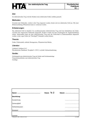 Der elektrolytische Trog Physikalisches Praktikum E2..-1 ... - hknoll.ch