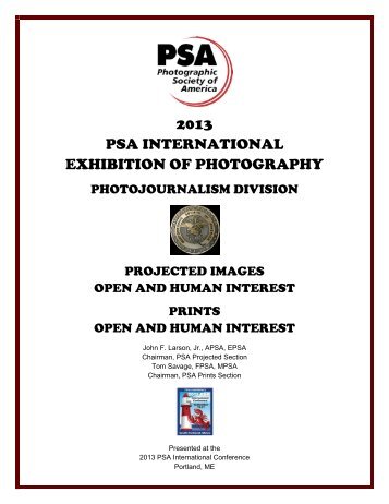 2013 Photojournalism Catalog - PSA Exhibition