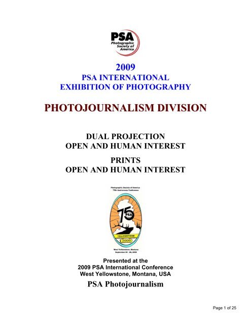 PHOTOJOURNALISM DIVISION - PSA Exhibition