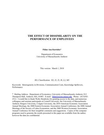 The Effect of Heterogeneity on the Performance of Employees and ...