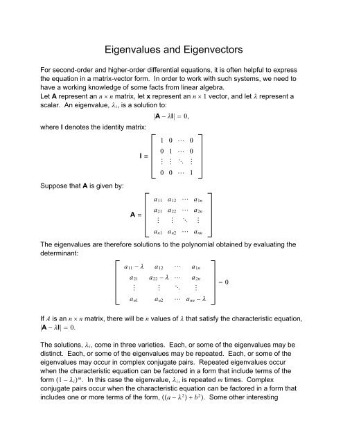 Eigenvalues and Eigenvectors