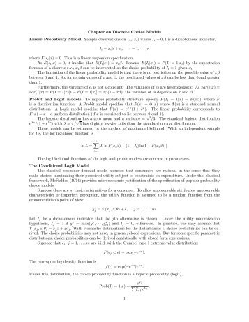 Chapter on Discrete Choice Models Linear Probability Model ...