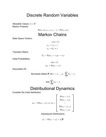 Discrete Random Variables Markov Chains Distributional Dynamics