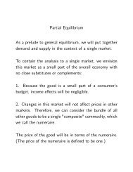 Partial Equilibrium As a prelude to general equilibrium, we will put ...