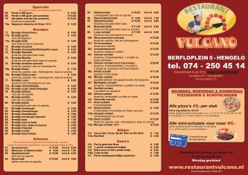 Download hier onze menulijst - Restaurant Vulcano