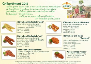 Grillsortiment 2012 - Claus