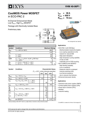 CoolMOS Power MOSFET in ECO-PAC 2 - IXYS Power