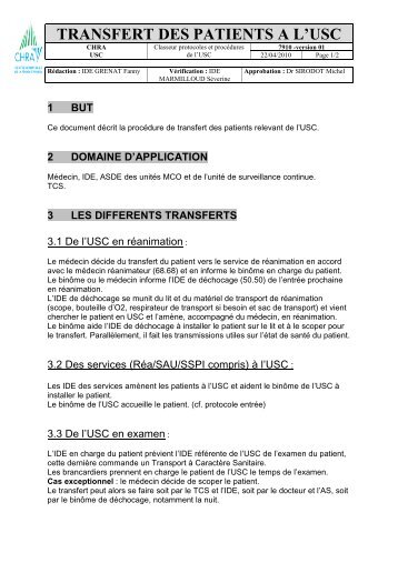 TRANSFERT DES PATIENTS A L'USC - reannecy.org