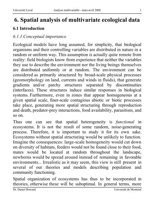 6. Spatial analysis of multivariate ecological data - Laboratoire de ...