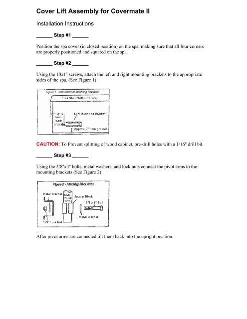 Cover One Machine Quick Guide.pdf Cover Lift Assembly for Covermate II