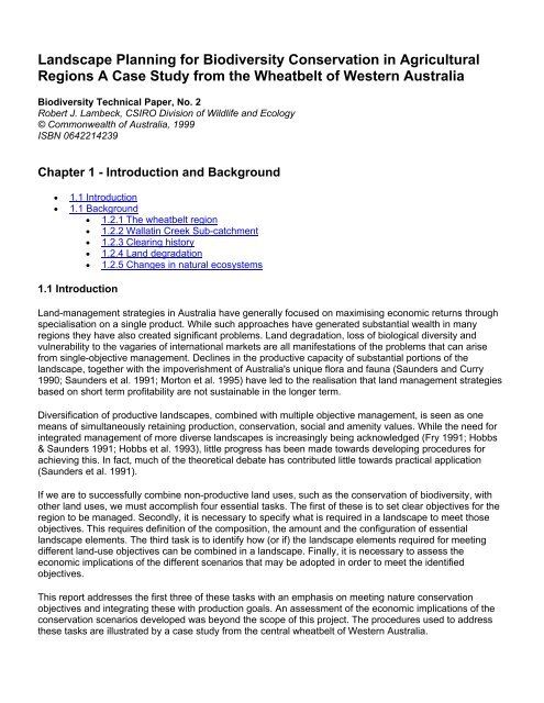 Landscape Planning for Biodiversity Conservation in Agricultural ...