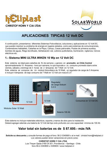 APLICACIONES TIPICAS 12 Volt DC - Heliplast