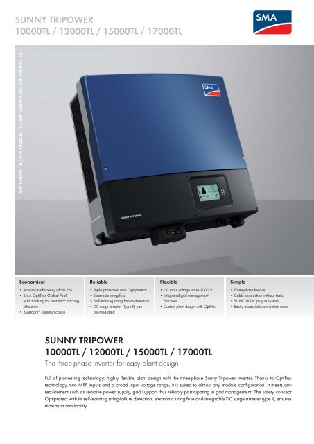 Datasheet SMA Sunny Tripower 10000TL – 12000TL – 15000TL