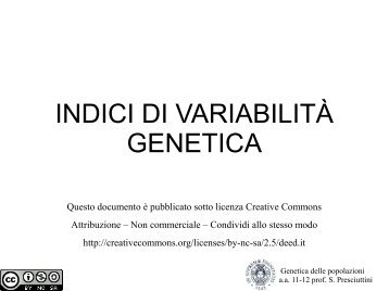 INDICI DI VARIABILITÃ GENETICA