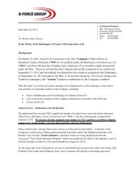 Trustee's cover letter with initial mailout dated Sept ... - G-Force Group