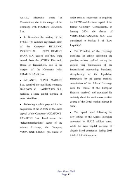 CONTENTS - Athens Stock Exchange