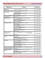 DEPARTMENTS AND COURSE FACULTY