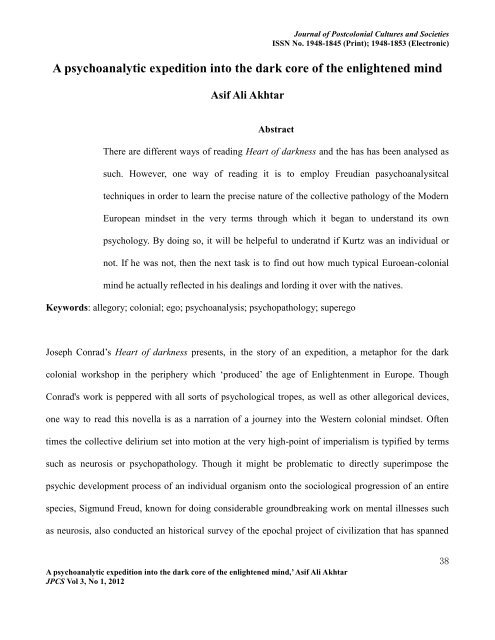 A Psychoanalytic Expedition Into The Dark Core Of The Jpcs A Psychoanalytic Expedition Into The Dark Core Of The Jpcs