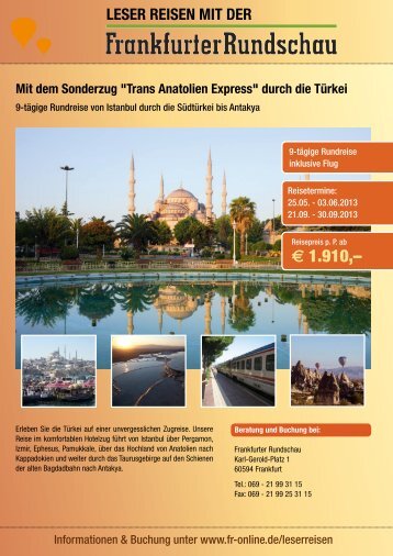 Trans Anatolien Express - Leserreisen -  Frankfurter Rundschau