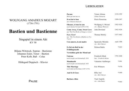 Konzert im Park 2010 - Bastien und Bastienne - Liebeslieder - chorona