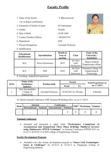 View Profile - SREE SOWDAMBIKA COLLEGE OF ENGINEERING