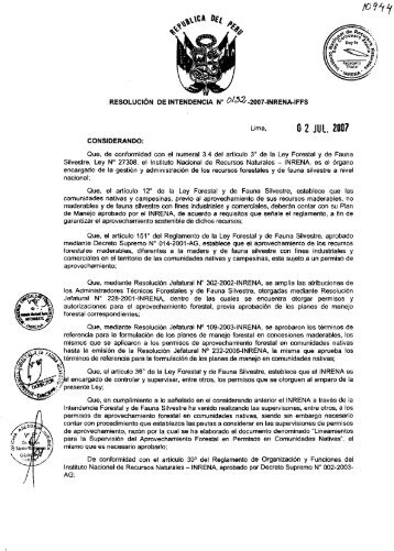 3. resolución de intendencia n° 132- 2007-inrena-iffs