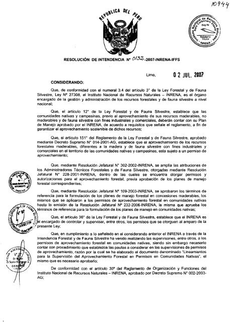 3. resolución de intendencia n° 132- 2007-inrena-iffs