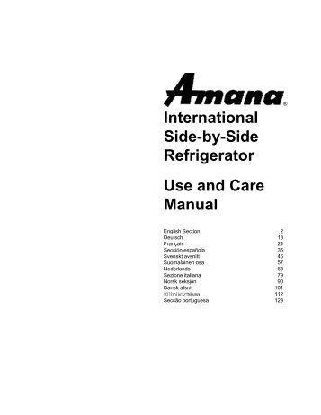 International Side-by-Side Refrigerator Use and Care Manual - Solisa