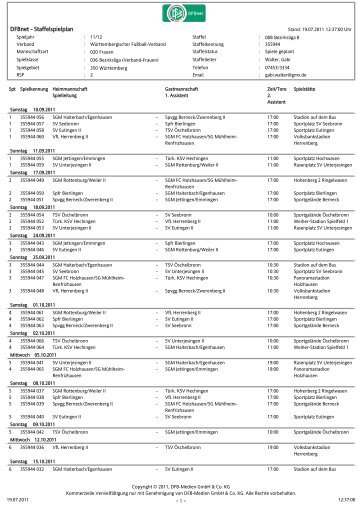 DFBnet - Staffelspielplan - 1 - - SF Bierlingen