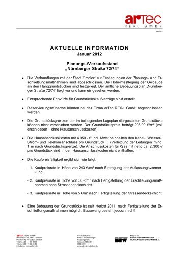 AKTUELLE INFORMATION - arTec REAL GmbH