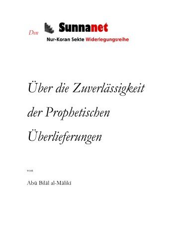 Über die Zuverlässigkeit der Prophetischen ... - Sunnanet