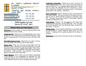 Bulletin 03-252012 - St. Lukes Lutheran Church