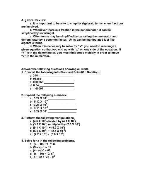 Summer Assignment Honors Chemistry - Ridge PTO