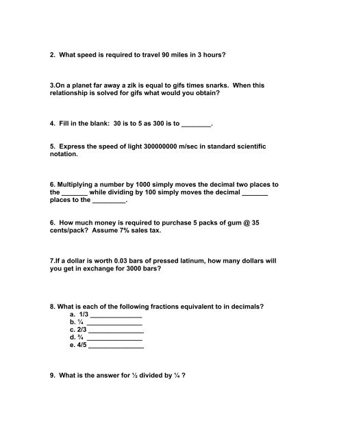 Summer Assignment Honors Chemistry - Ridge PTO