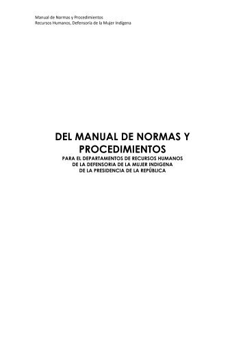 DEL MANUAL DE NORMAS Y PROCEDIMIENTOS