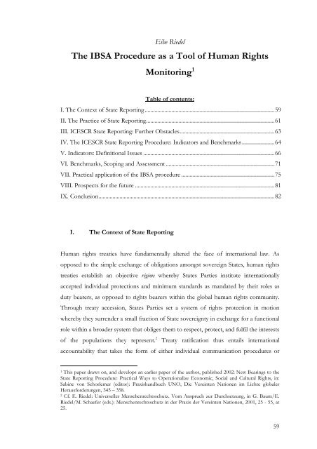 The IBSA-Procedure as a Tool of Human Rights Monitoring 1 - riedel