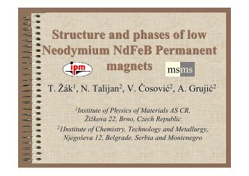 Structure and phases of low Neodymium NdFeB Permanent magnets