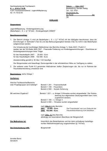 Sachbearbeitender Fachbereich: Datum: MÃ¤rz 2007 4 - Hansestadt ...