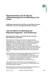 Regionalmanagement und Marketing in der Praxis