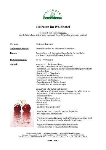 Beispiel für eine Hochzeitsfeier - Startseite - Waldhotel Wandlitz