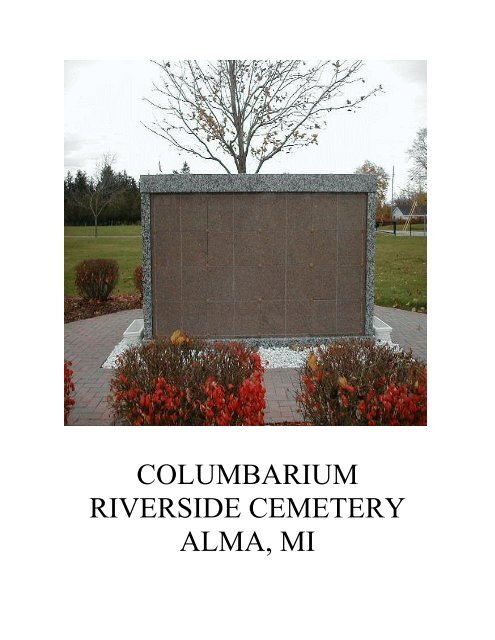 Cemetery Rules and Regulations - City of Alma