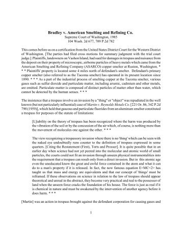 Bradley v. American Smelting and Refining Co.